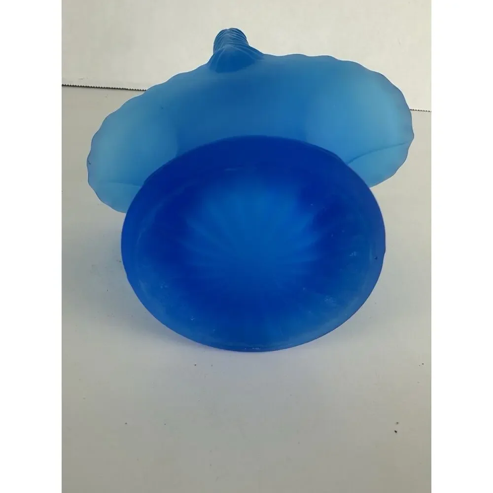 VTG Blue Satin Glass Basket Westmoreland basket Decor